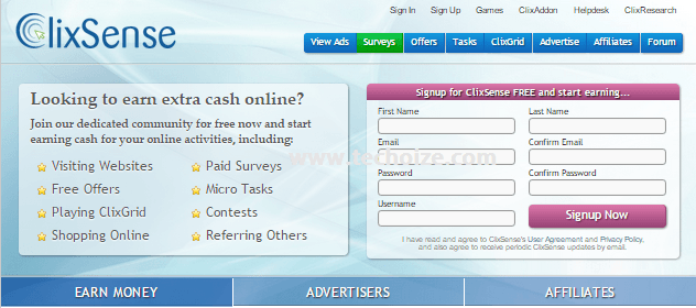 ClixSense Guide and ClixSense Review about Make Money Online with PTC sites