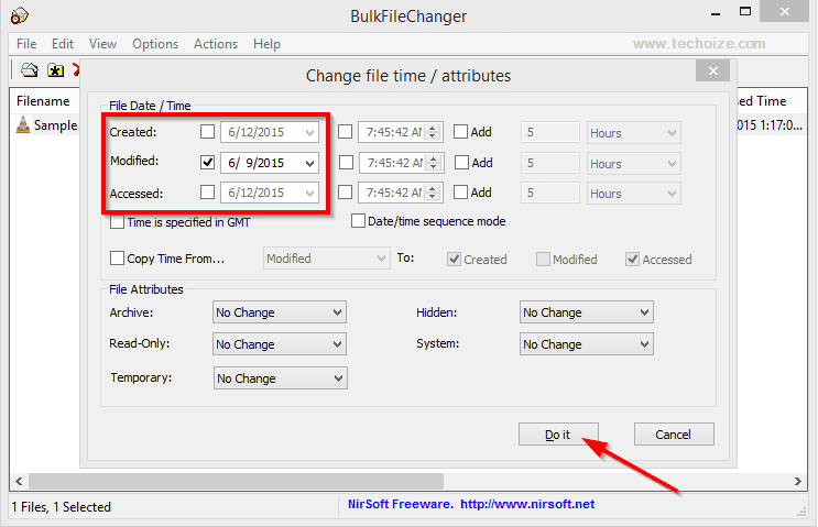 Change Date Modified Created Time Stamp of Any File By Techoize